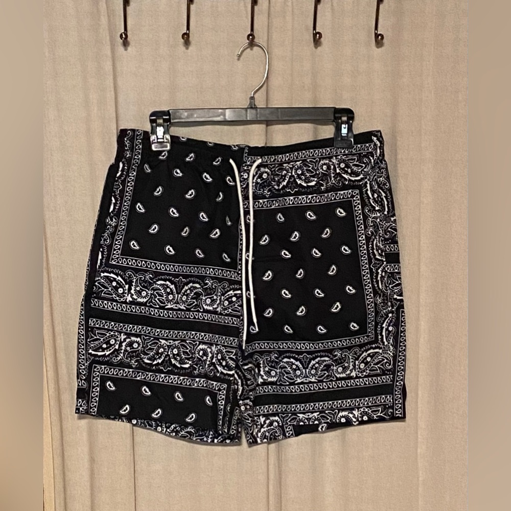 Men's Drawstring Paisley Shorts (M)